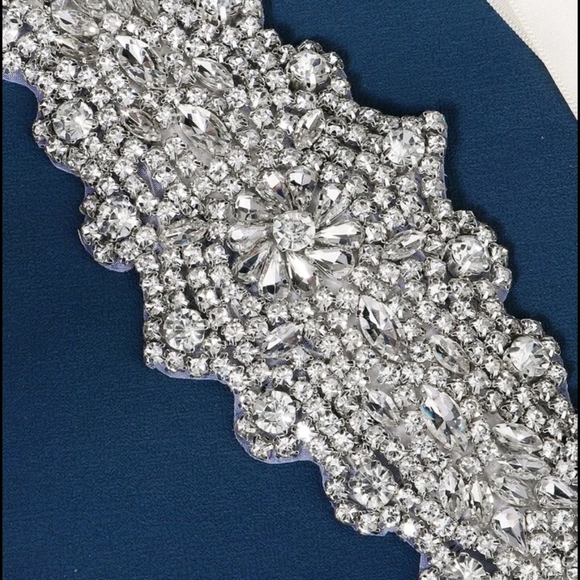 New silver wedding dress bridal belt main image 6